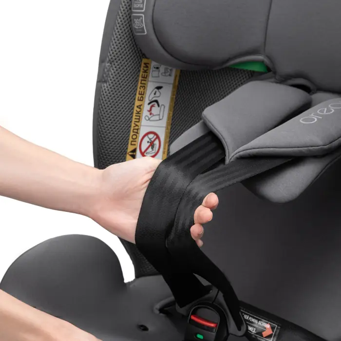 Ремни регулируются по высоте, Bair Oreo Pro 360 i-Size - детское автокресло с функцией поворота 360, крепление ISOFIX и опорная нога • Total Black (OP-01)