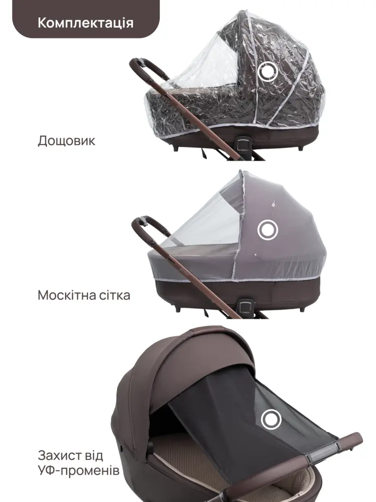 Дощовик і москітна сітка, Bair Pixel Chrome Eco - дитяча коляска 2в1, всесезонний візочок, термолюлька з піоцелану, подвійна вентиляція, зростаюча спинка у прогулянці • PC-06 Velvet Chocolate