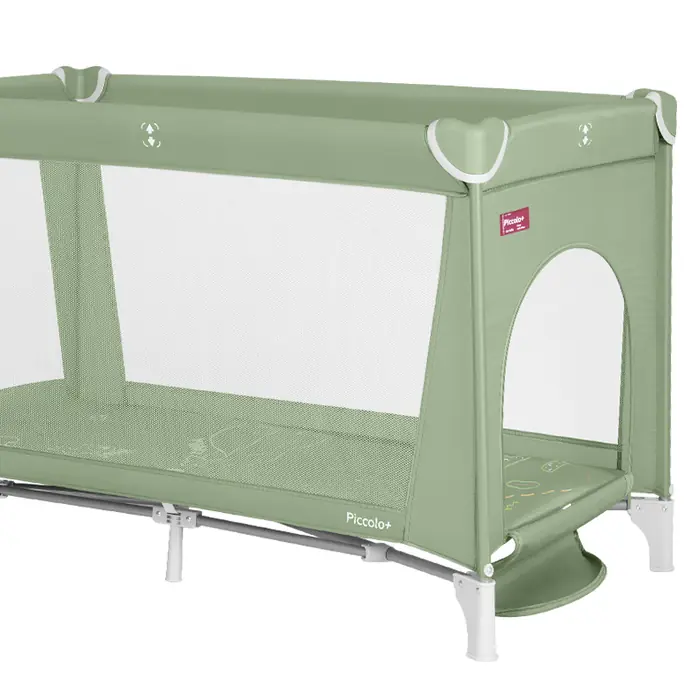 Боковой лаз на молнии, Carrello Piccolo Plus CRL-18102 - детский манеж, альтернатива детской кроватке, дополнительный съемный ярус • Mint Green