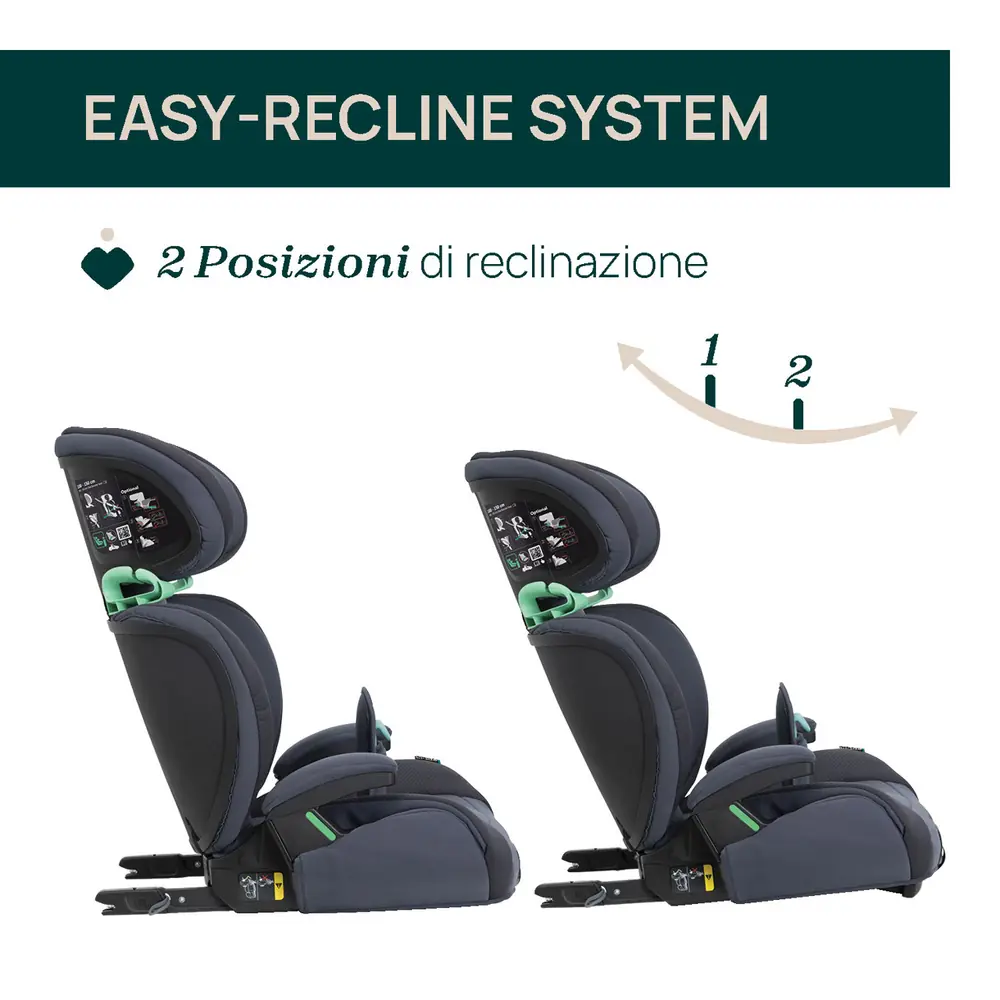 Easy-Recline System - 2 положення нахилу, Chicco Quizy i-Size - автокрісло • Nero