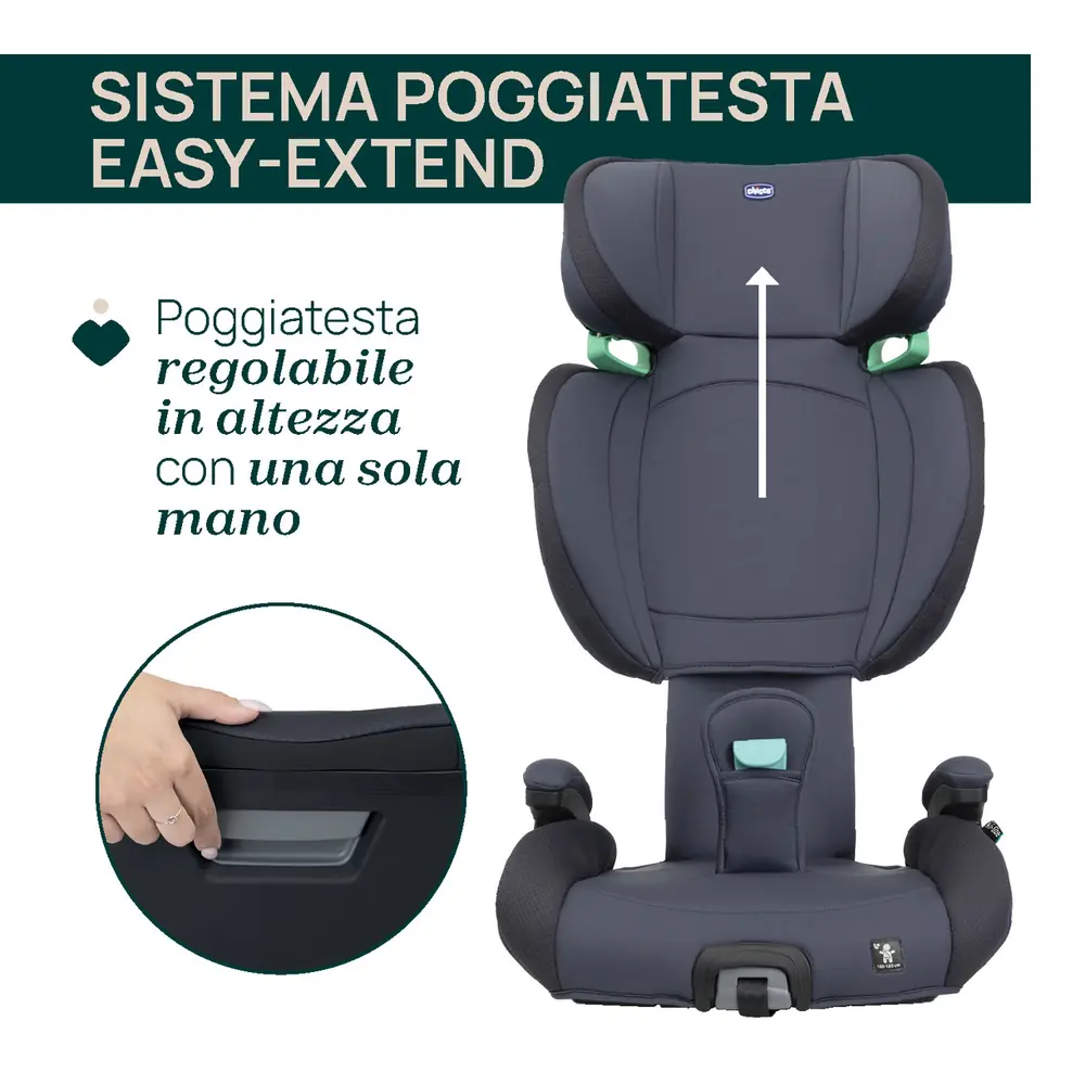 Easy-Extend - регульований підголівник, Chicco Quizy i-Size - автокрісло • Nero