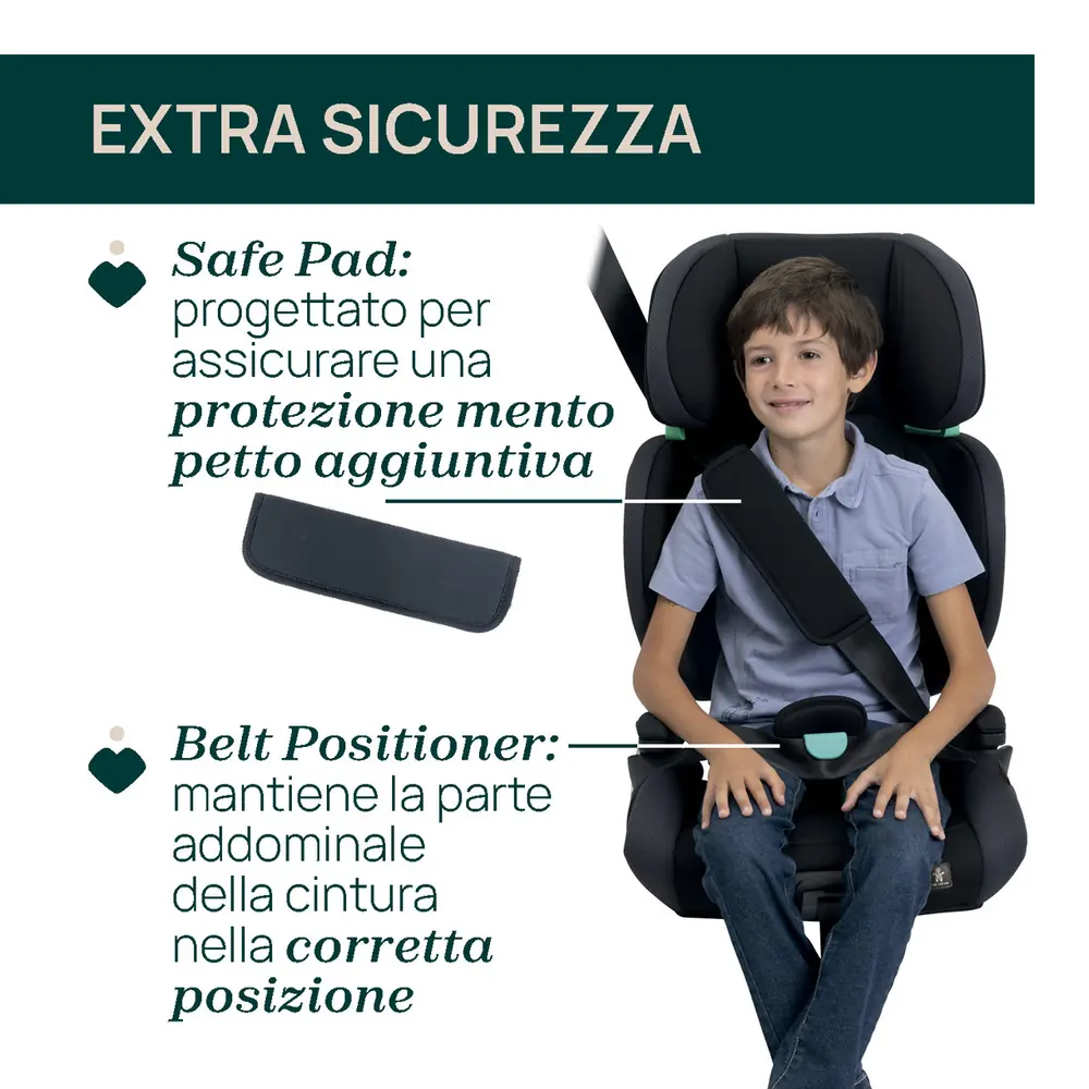 Додатковий захист Safe Pad та Belt Positioner, Chicco Quizy i-Size - автокрісло • Nero