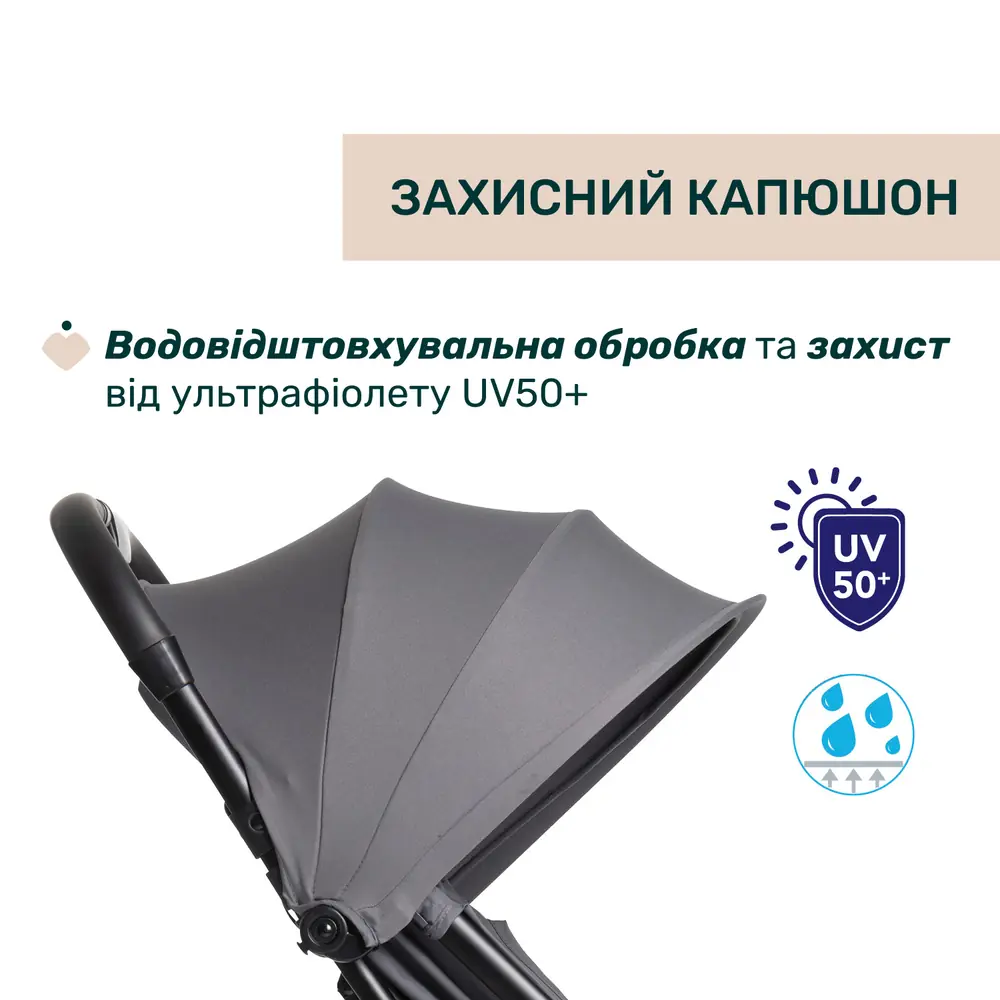 Капюшон Chicco Urbino із захистом UV50+ та водовідштовхувальною обробкою
