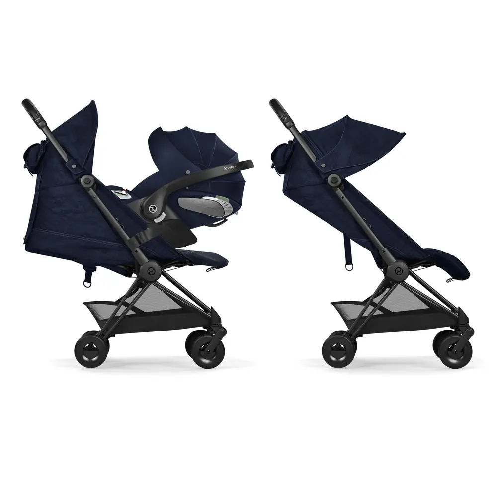 Travel system з автокріслом, Cybex Coya - легка прогулянкова коляска для подорожей, ультракомпактний візок преміум (ручна поклажа), з колекції Rebellious Luxury • Denim Blue