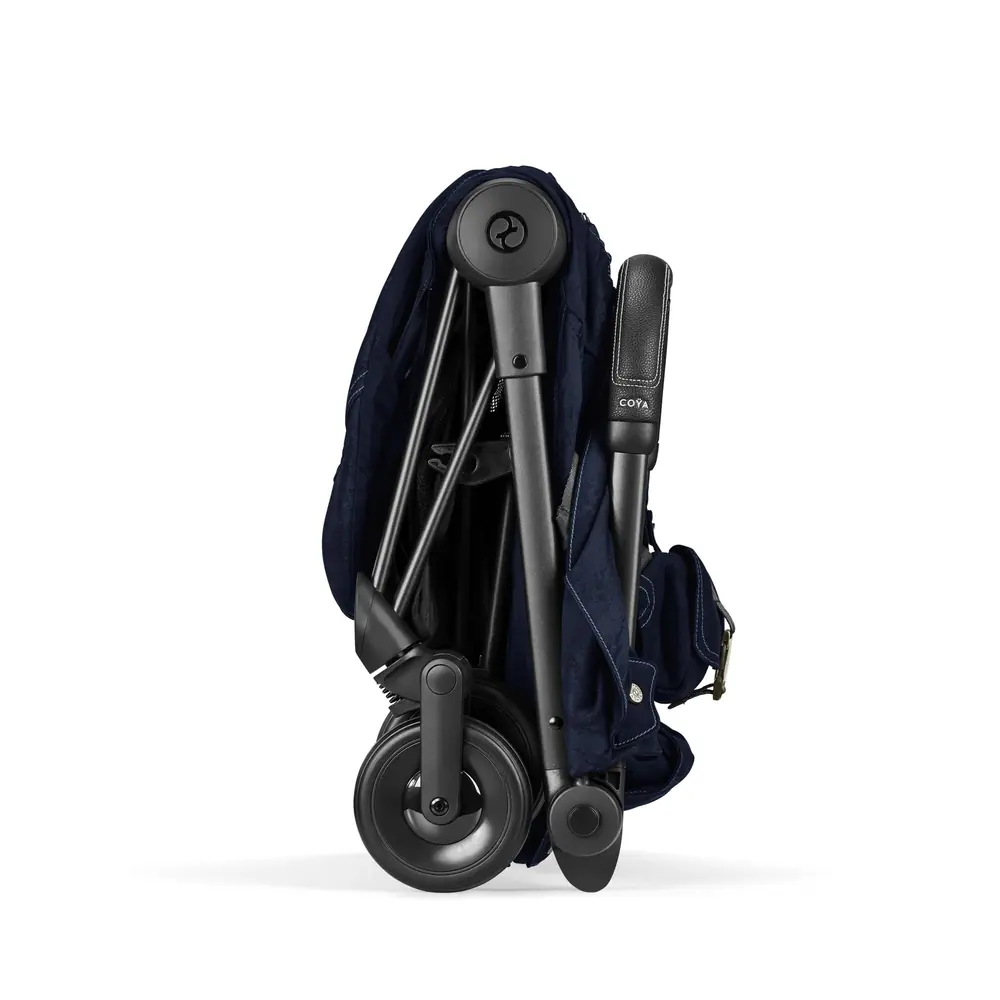 Складання однією рукою, Cybex Coya - легка прогулянкова коляска для подорожей, ультракомпактний візок преміум (ручна поклажа), з колекції Rebellious Luxury • Denim Blue