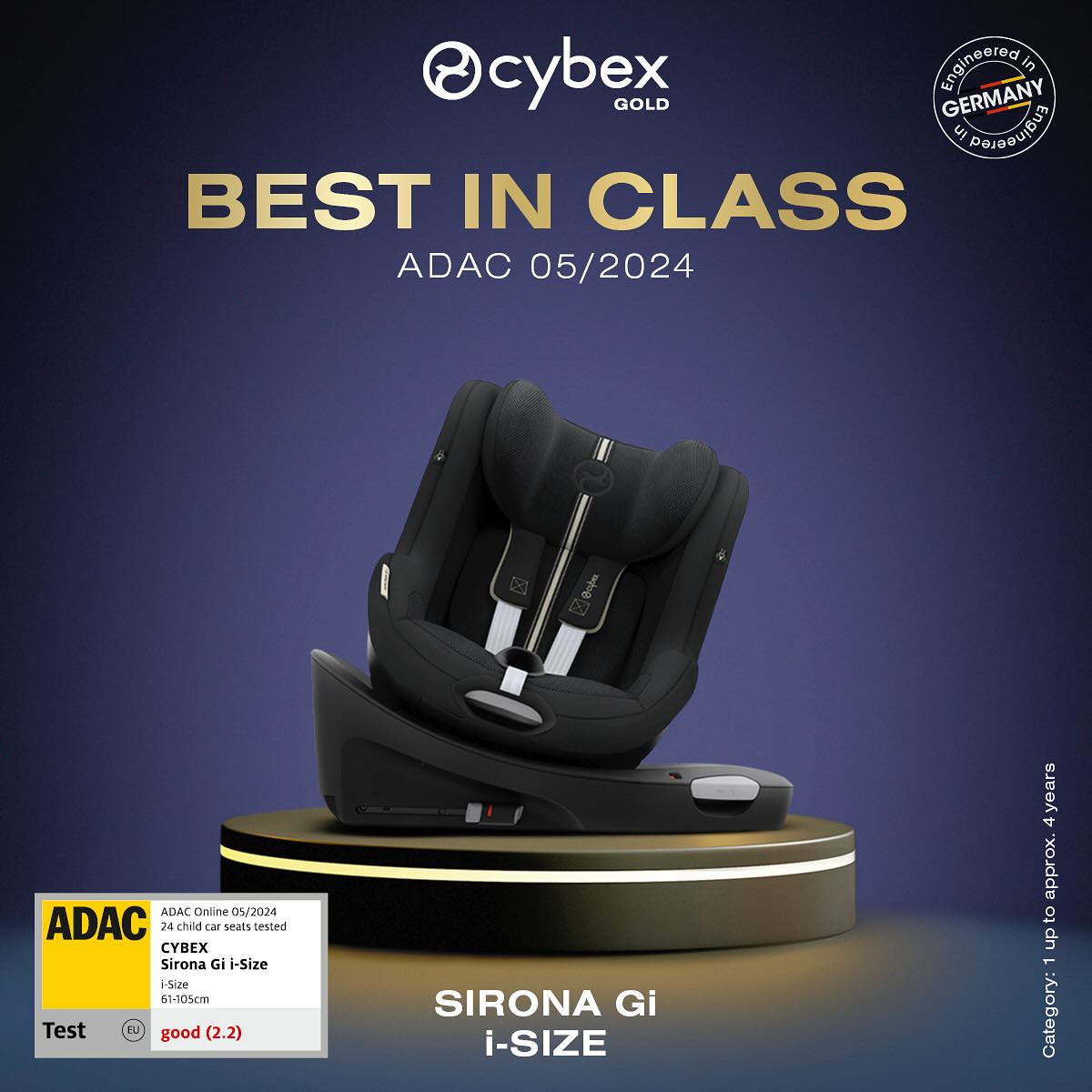 Cybex Sirona Gi i-Size - встановлення на базі ISOFIX з опорною ногою