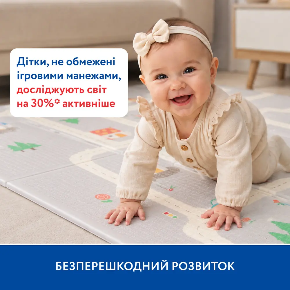 Дитина повзає на термокилимку Piccolino «Транспорт»