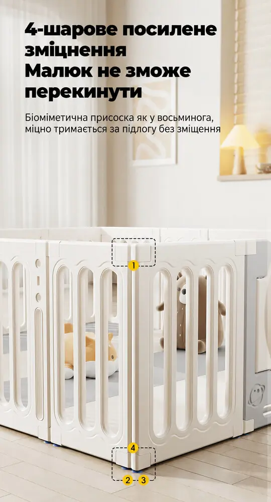 4-шарове посилене зміцнення, Kivibaby Манеж-трансформер 2 в 1 200 × 180 см