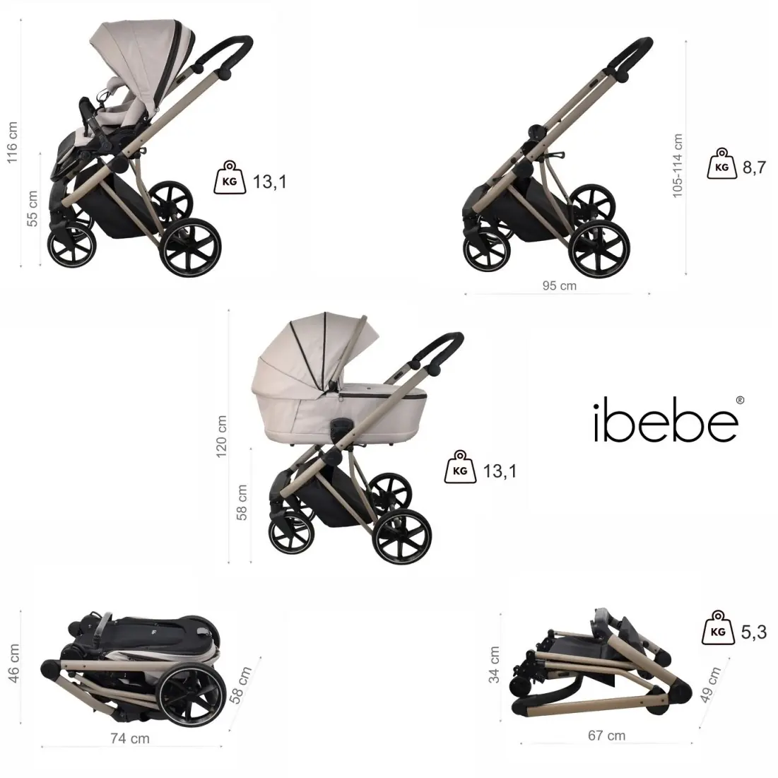 iBebe Next 2 - универсальная детская коляска 2в1 • Black