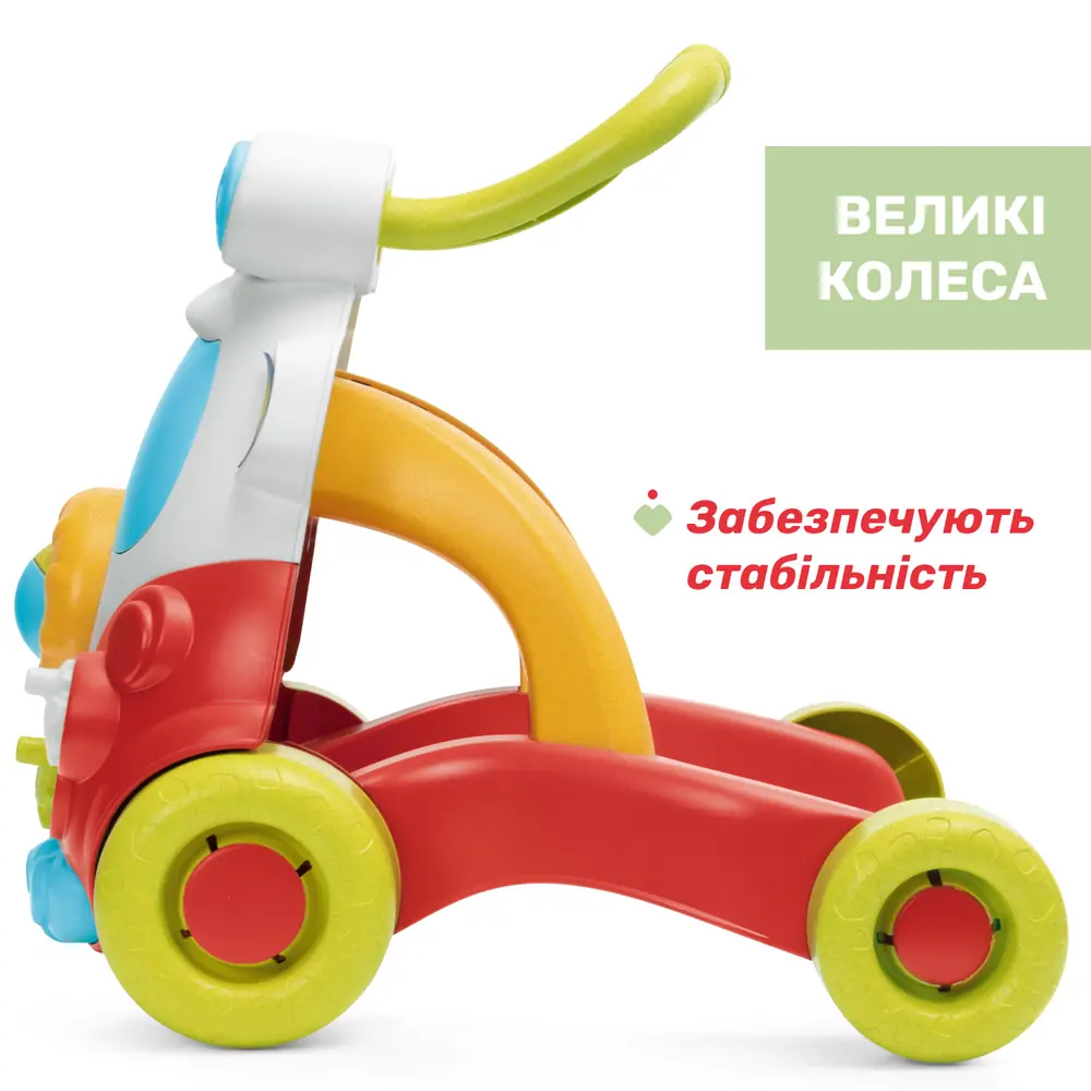 Ходунки Chicco Happy Hippy Walker збоку: великі колеса