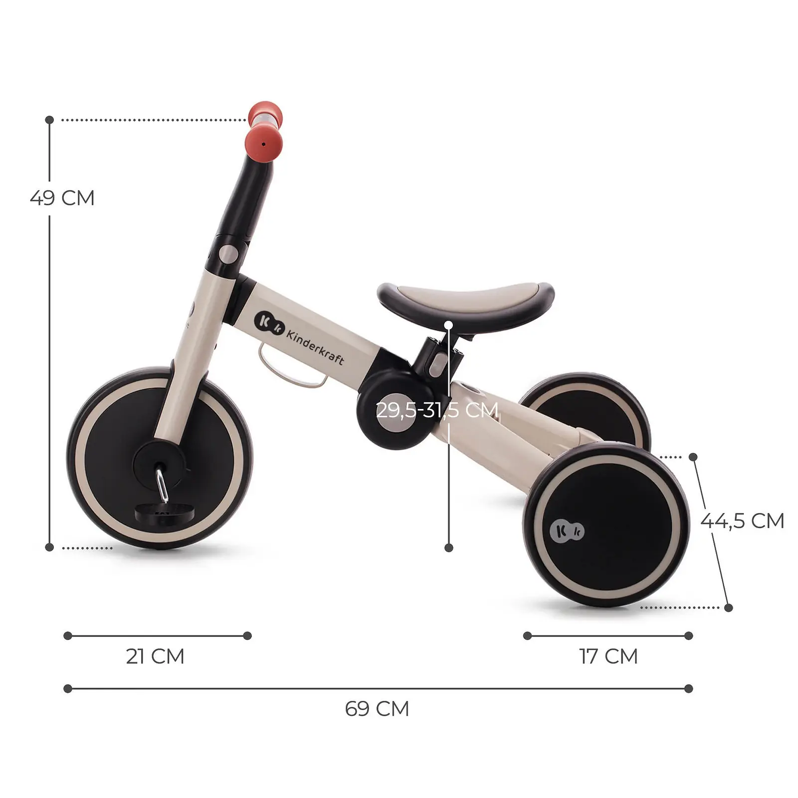 Kinderkraft 4TRIKE - легкий триколісний велосипед, біговел (від 1 року) • Primrose Yellow (KR4TRI00YEL0000)