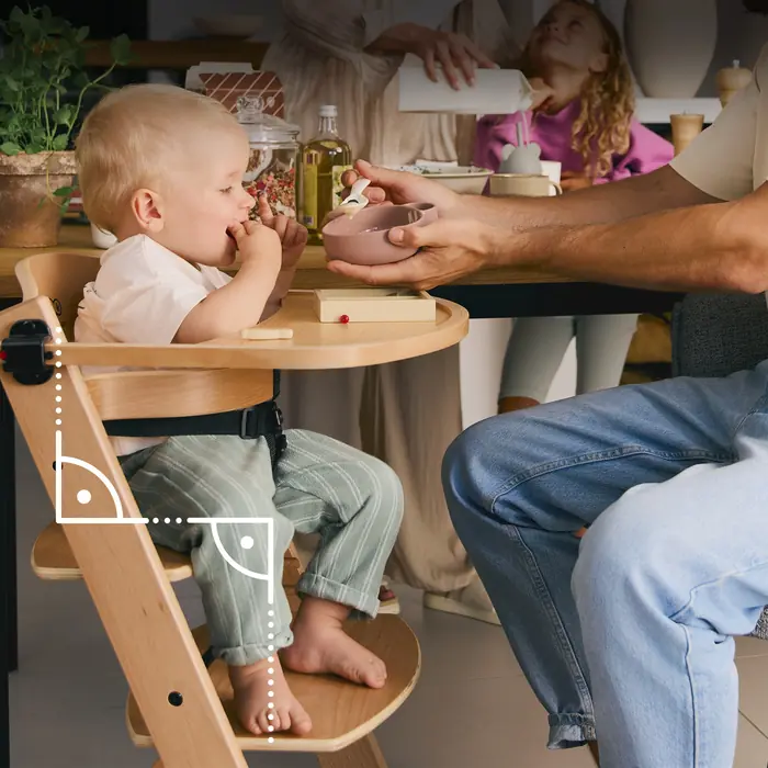 Эргономичное положение, Kinderkraft Enock - стульчик для кормления (от 6 месяцев до 35 кг) • Beige (KKKENOCBEGF0000)