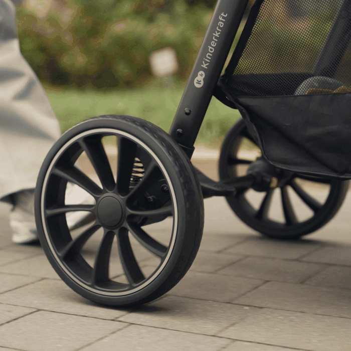 Большие колеса с амортизацией, Kinderkraft Grande 2 - прогулочная коляска с большими колесами • Beige (KSGRAN02BEG0000)