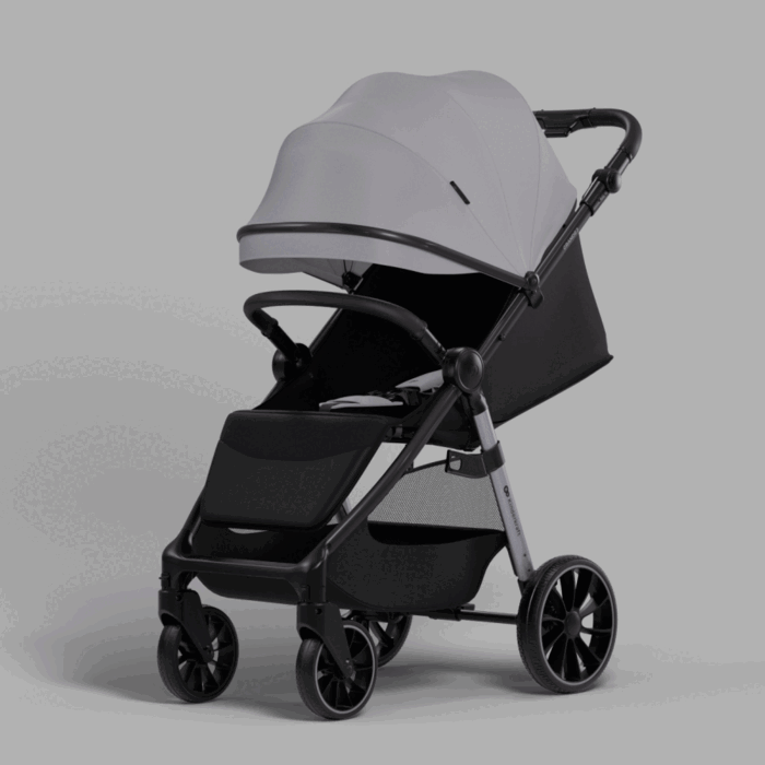 Складывание одной рукой, Kinderkraft Grande 2 - прогулочная коляска с большими колесами • Beige (KSGRAN02BEG0000)