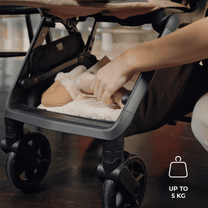 Вместительная корзина для повседневных вещей, Kinderkraft Loom - легкая прогулочная коляска с автоматическим складыванием • Black (KSLOOM00BLK00BS)
