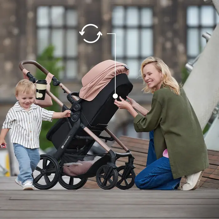 Трансформируемое сиденье 2 в 1, Kinderkraft Moov 2 Air - универсальная коляска 3 в 1 для путешествий, большие колеса, автокресло Mink Pro i-Size • Moonlight Grey (KSMOOV02GRY0000)