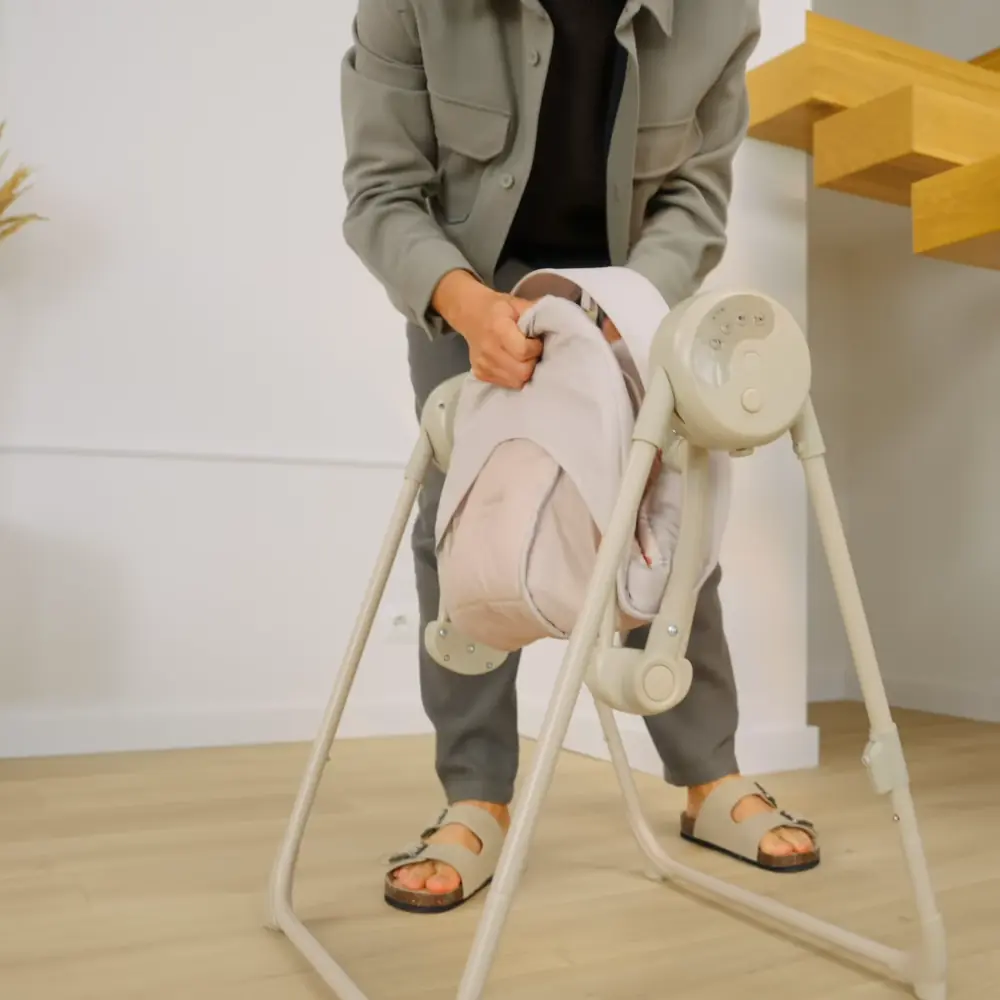 Легка та складана конструкція, Kinderkraft Swingee - електричне крісло-гойдалка • Beige (KBSWIN00BEG0000)