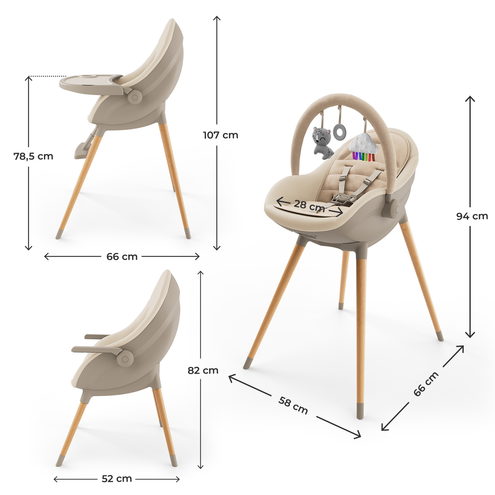 Стульчик для кормления 3в1 Kinderkraft Fini Up фото