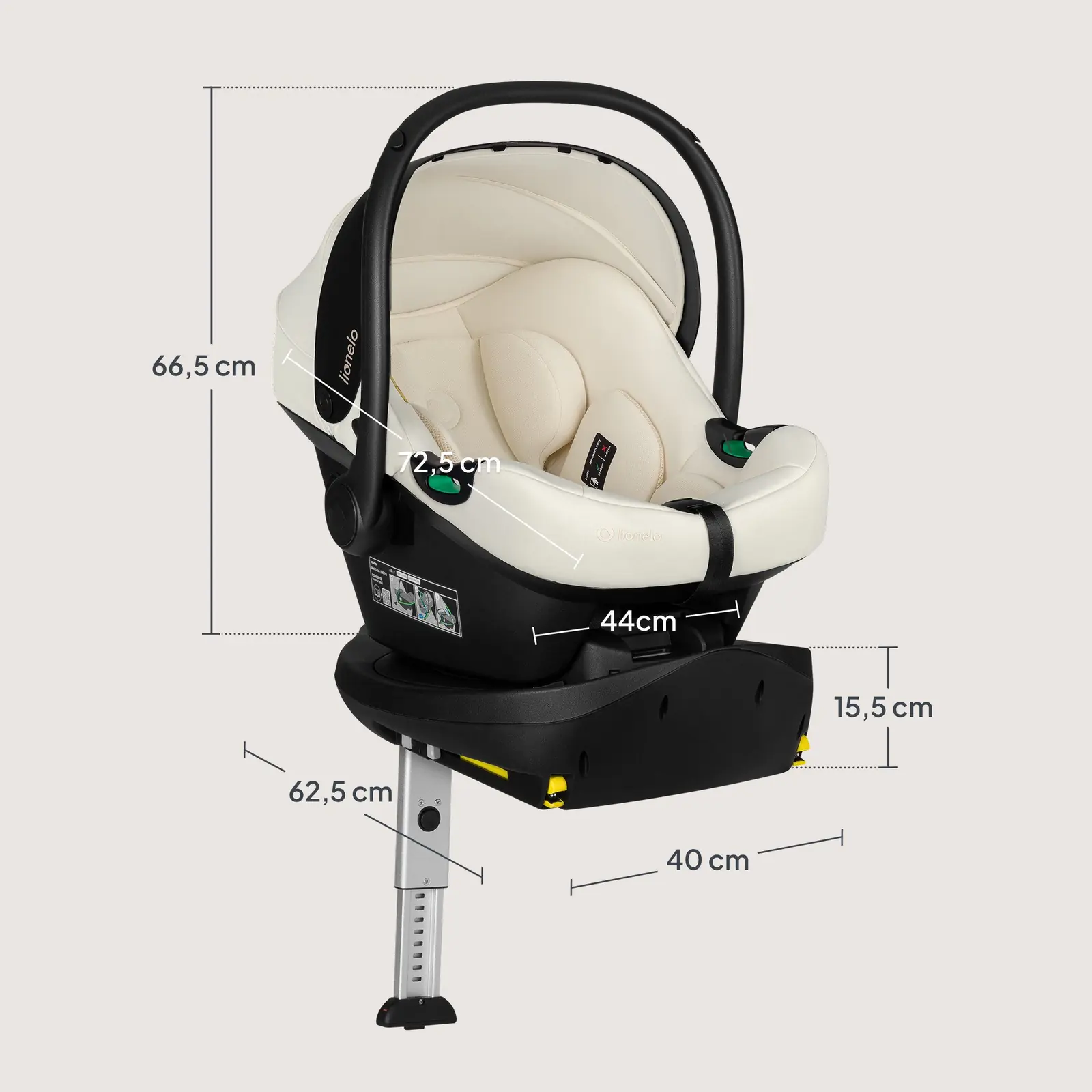 размеры автокресла для новорожденного с базой Lionelo Astrid i-Size Set Plus