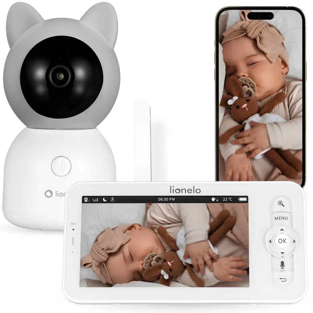 Камера, монітор і смартфон із зображенням малюка - Lionelo Babyline 9.2 AI