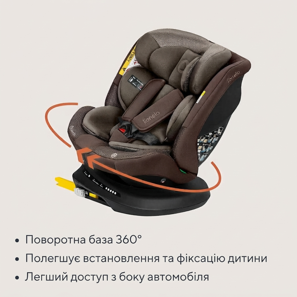 Вращение на 360°, Lionelo Bastiaan Plus i-Size - поворотное автокресло для ребенка (40-150 см) • Black Carbon