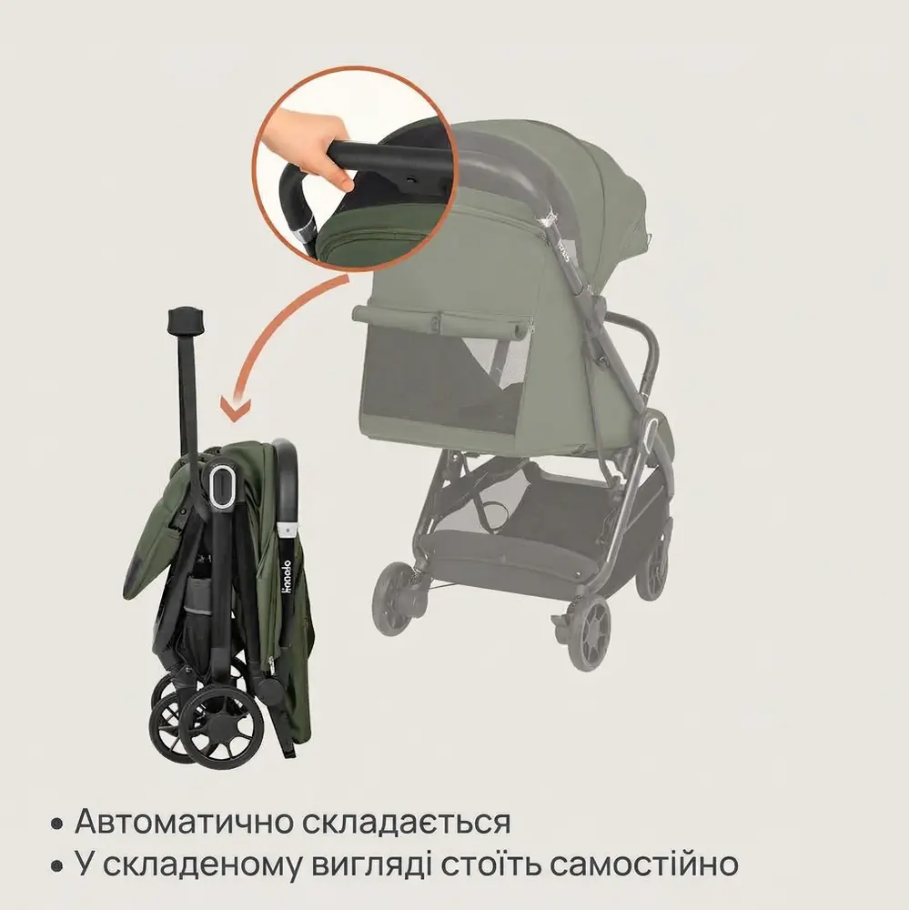 Быстрое и простое складывание, Lionelo Bess - прогулочная коляска с автоматическим складыванием, коляска для путешествий • Beige Sand