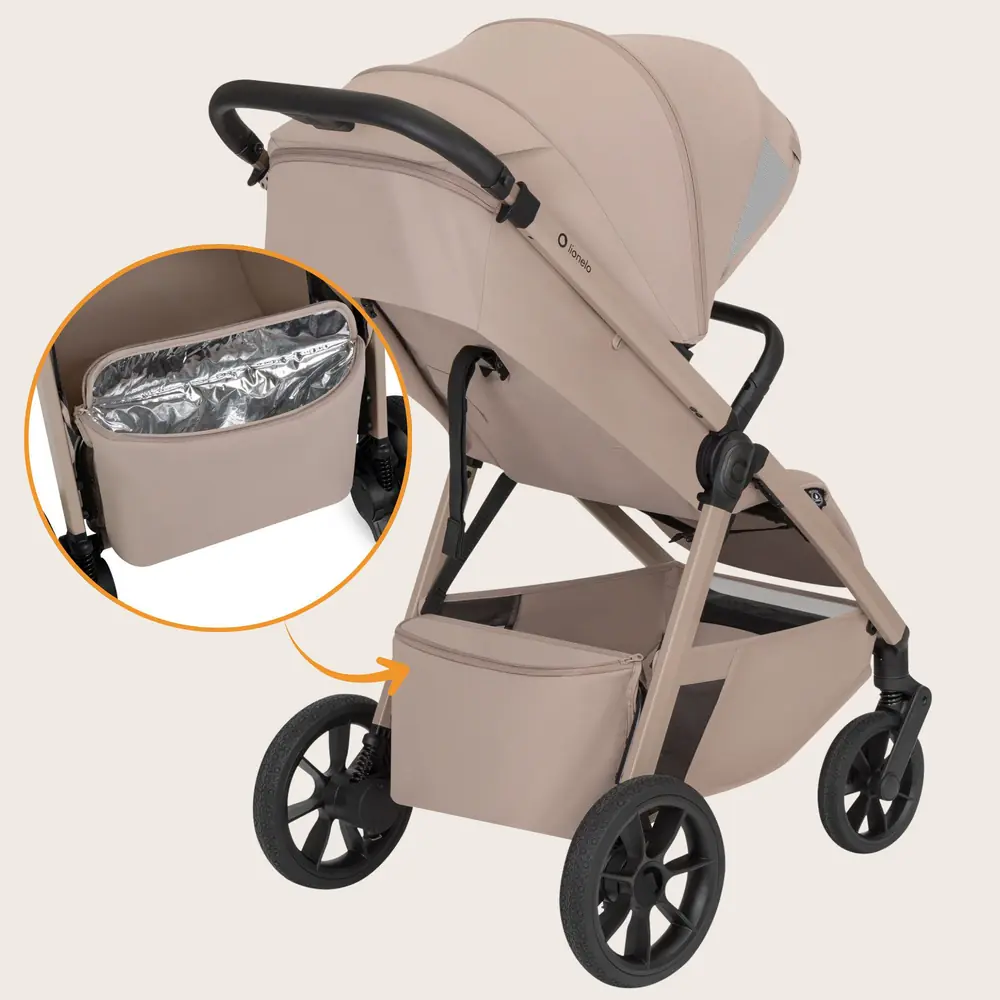 Удобное хранение важных вещей в ThermBag, Lionelo Bett - прогулочная коляска, коляска с термоорганайзером для путешествий • Beige Sand