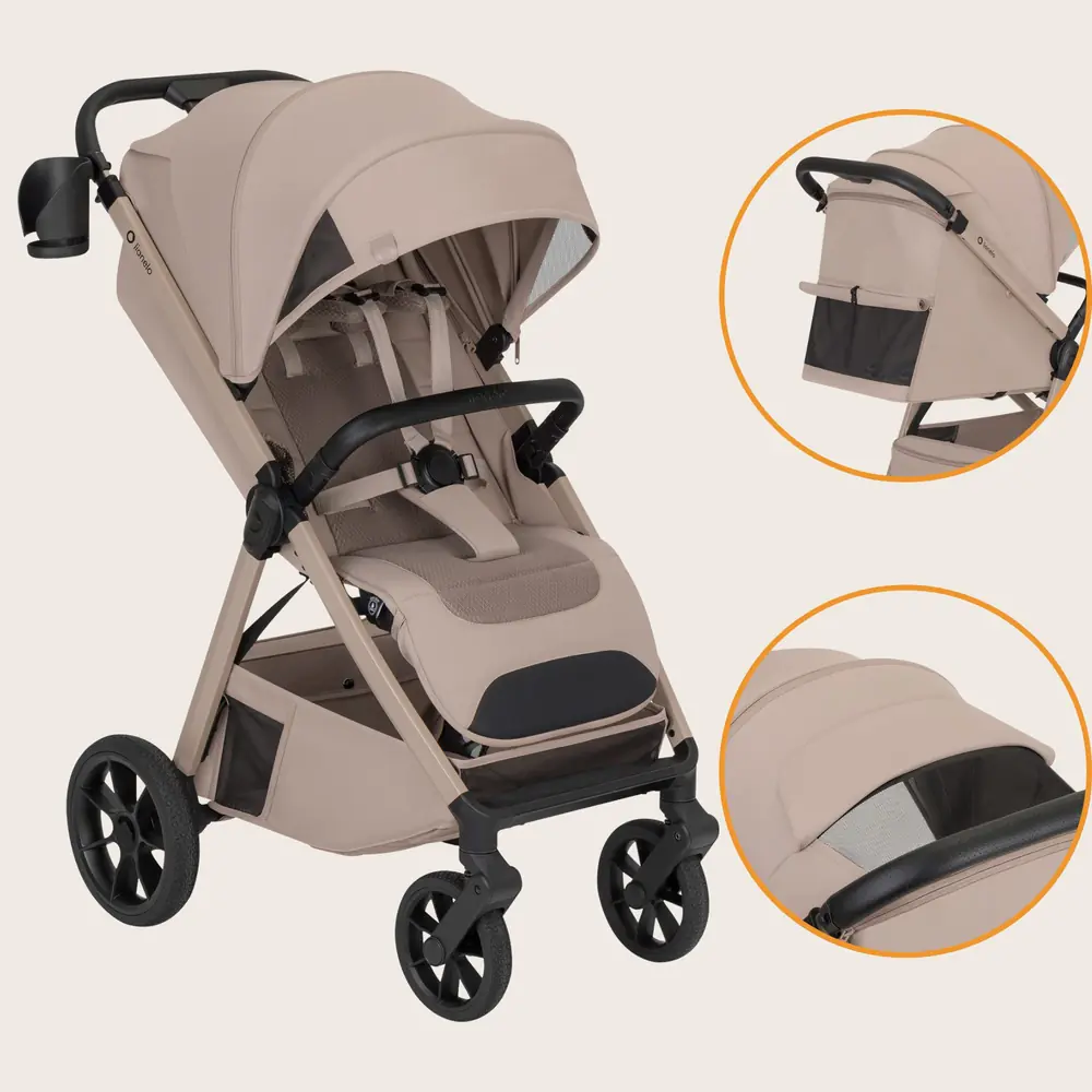 Капюшон XXL для любой погоды, Lionelo Bett - прогулочная коляска, коляска с термоорганайзером для путешествий • Beige Sand