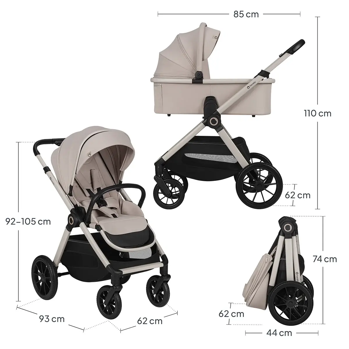 размеры коляски Lionelo Layla
