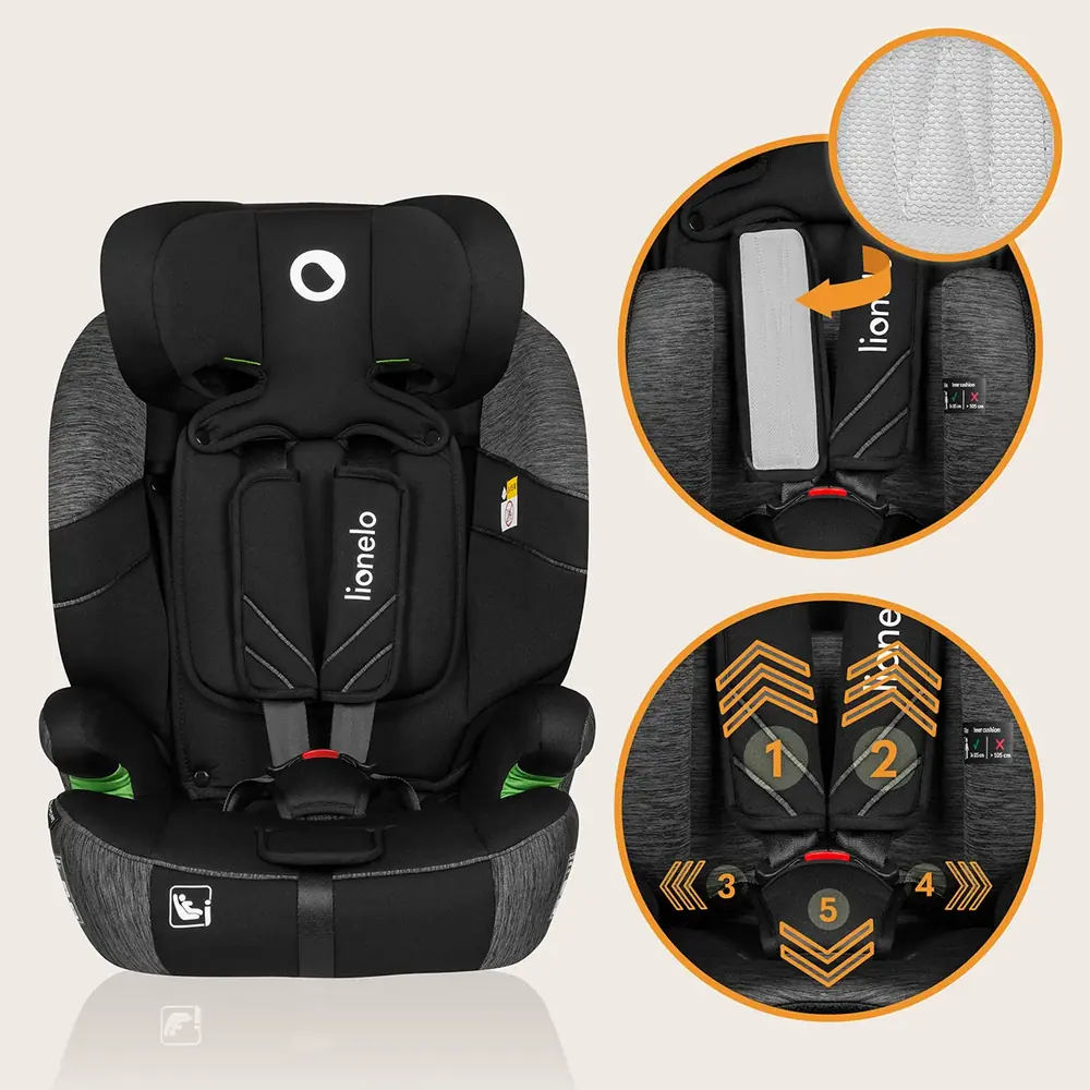 Универсальный способ установки, Lionelo Levi One I-Size - автокресло для детей (от 2 до 12 лет / 76 - 150 см), трансформируется в бустер • Pink Rose