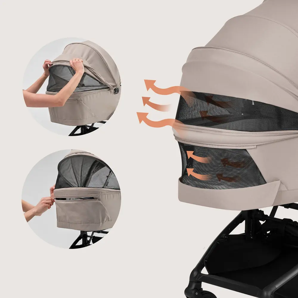 Люлька с панорамной 3D-вентиляцией, Lionelo Sia Flex 2в1 - детская коляска 2 в 1, люлька складывается вместе с рамой • Beige Sand