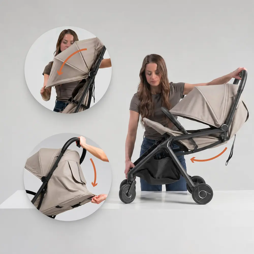 Быстрое управление одной рукой, Lionelo Sia Flex 2в1 - детская коляска 2 в 1, люлька складывается вместе с рамой • Beige Sand