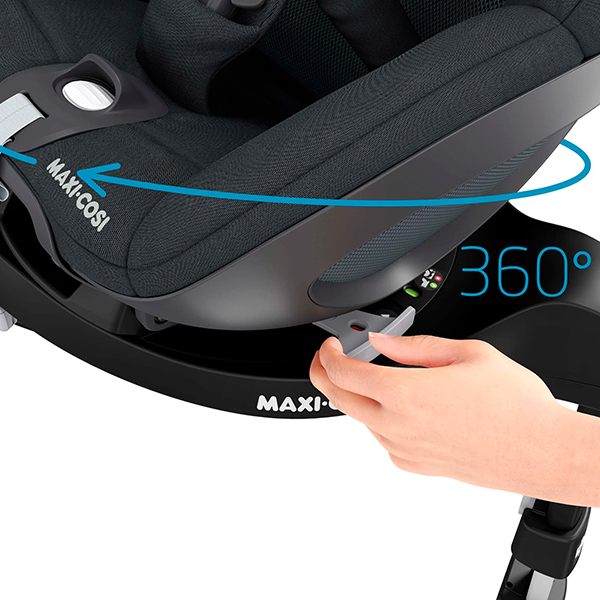 поворот однією рукою бази Maxi-Cosi FamilyFix 360 для автокрісел Maxi-Cosi Pebble 360, Pebble 360 Pro², Pearl 360, Pearl 360 Pro та Coral 360
