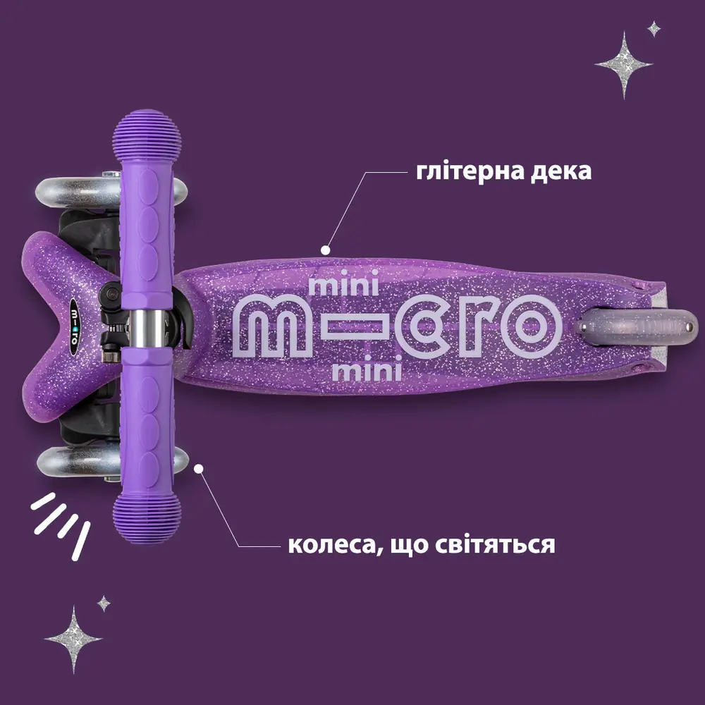 Глиттерная дека и светящееся колесо