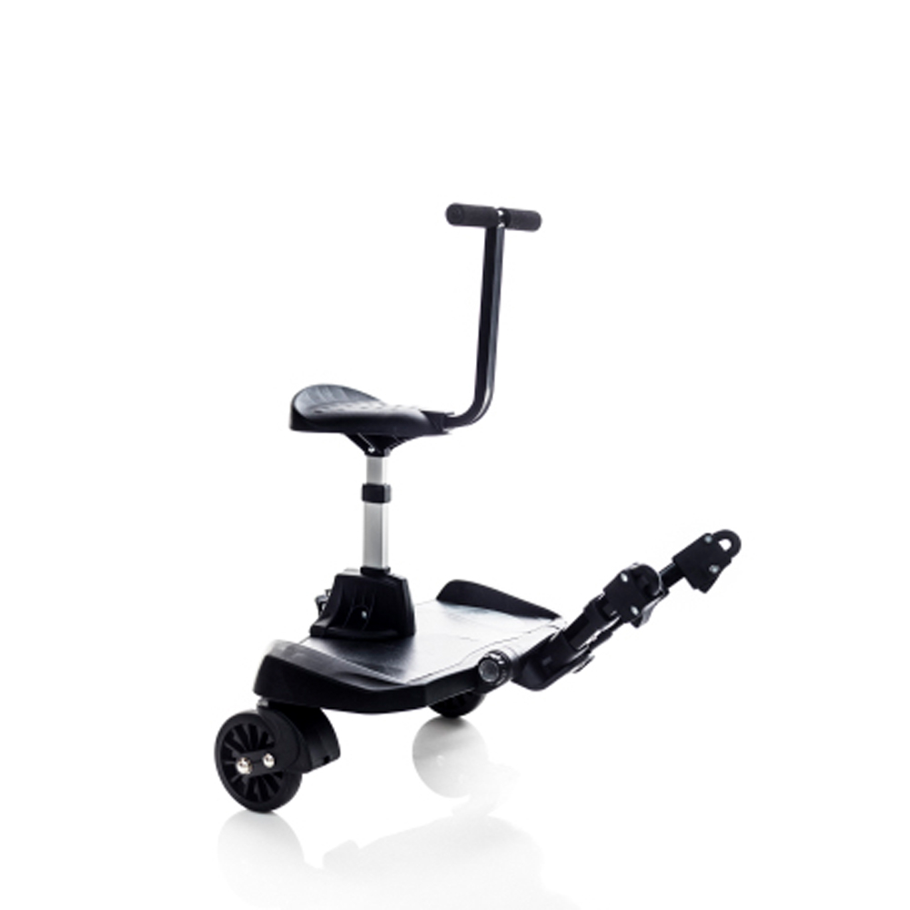 Подножка Bumprider Ride-On Board +Sit с выдвинутым телескопическим креплением, вид сбоку