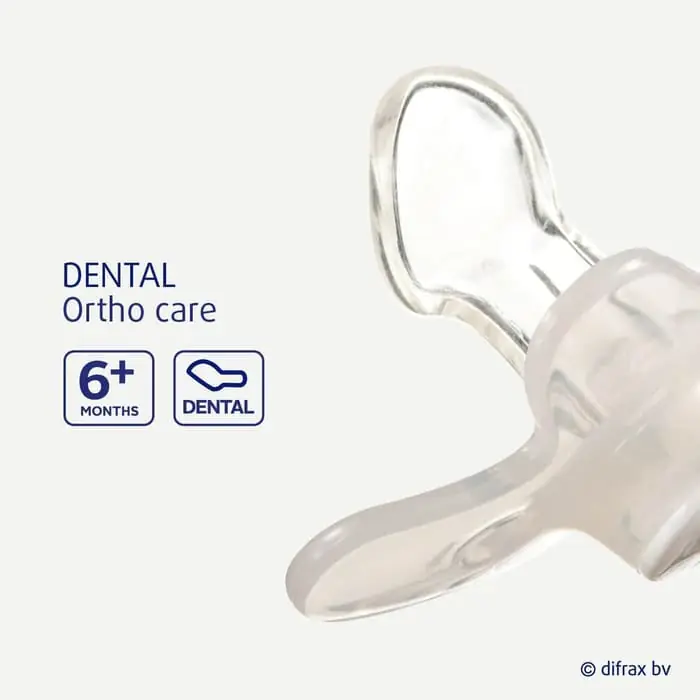 Пустушка Difrax Dental: насадка з круглим і пласким боком