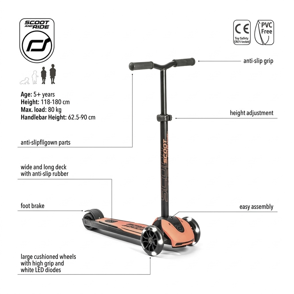триколісний самокат для дітей від 5 років та підлітків Scoot&Ride Highwaykick-5