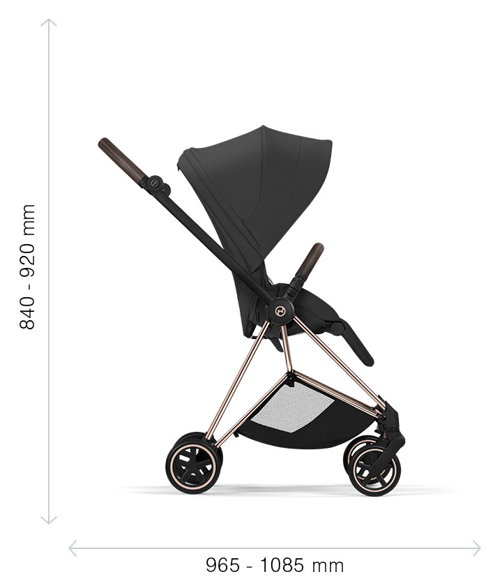 В розкладеному вигляді, Cybex Mios Style - шасі та каркас прогулянкового блоку, амортизація всіх коліс (до 4 років / до 22 кг)