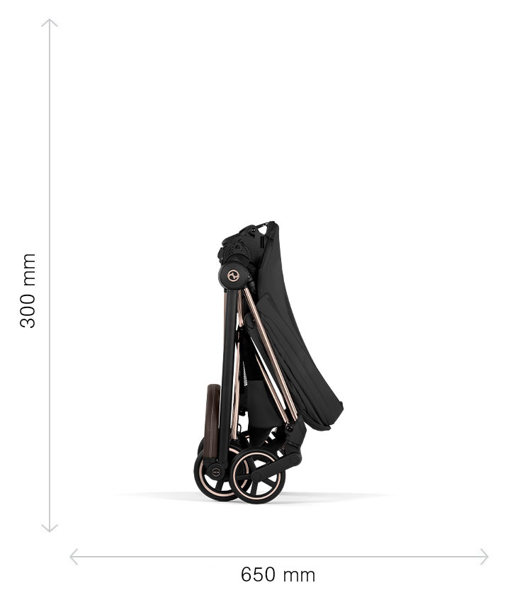 В складеному вигляді, Cybex Mios Style - шасі та каркас прогулянкового блоку, амортизація всіх коліс (до 4 років / до 22 кг)