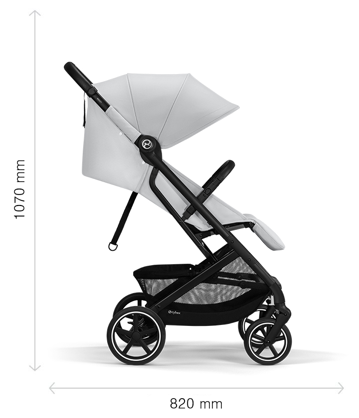 Cybex Beezy в разложенном виде: длина 820 мм, высота 1070 мм