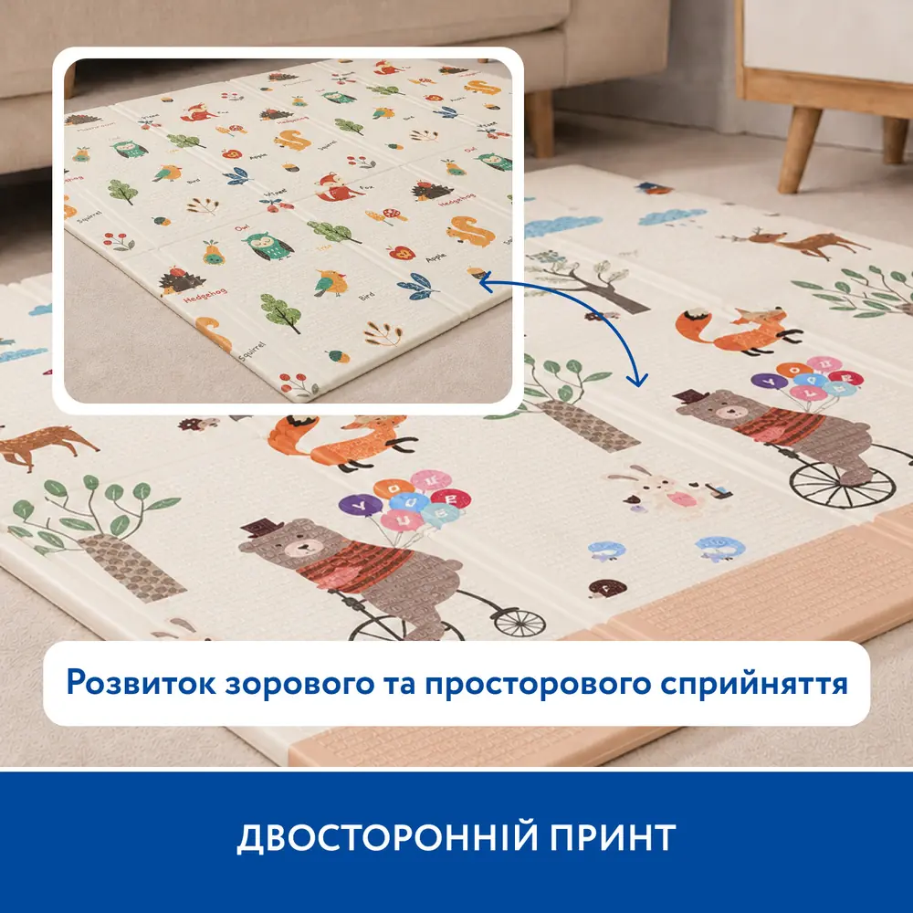 Двосторонній принт термокилимка Piccolino «Лісова подорож»