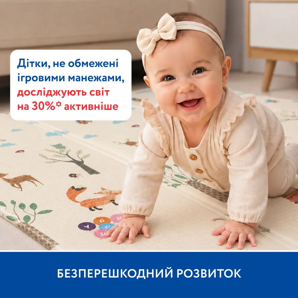 Дитина повзає на термокилимку Piccolino «Лісова подорож»