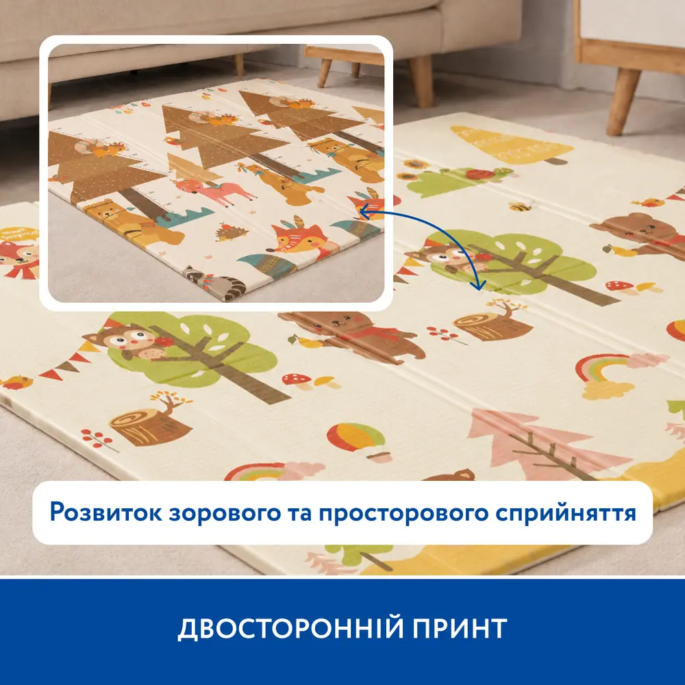 Двосторонній принт термокилимка Piccolino «Лісові звірята»