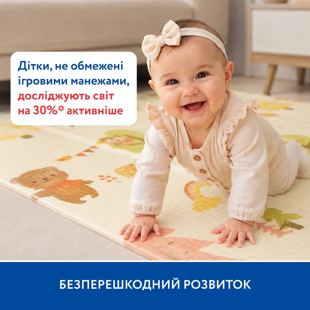 Дитина повзає на термокилимку Piccolino «Лісові звірята»