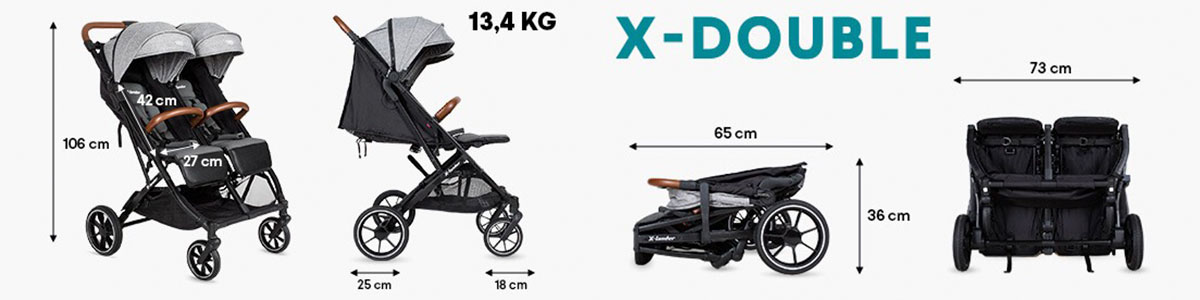 Прогулянковий візок для двійні X-lander X-Double. Купити коляску
