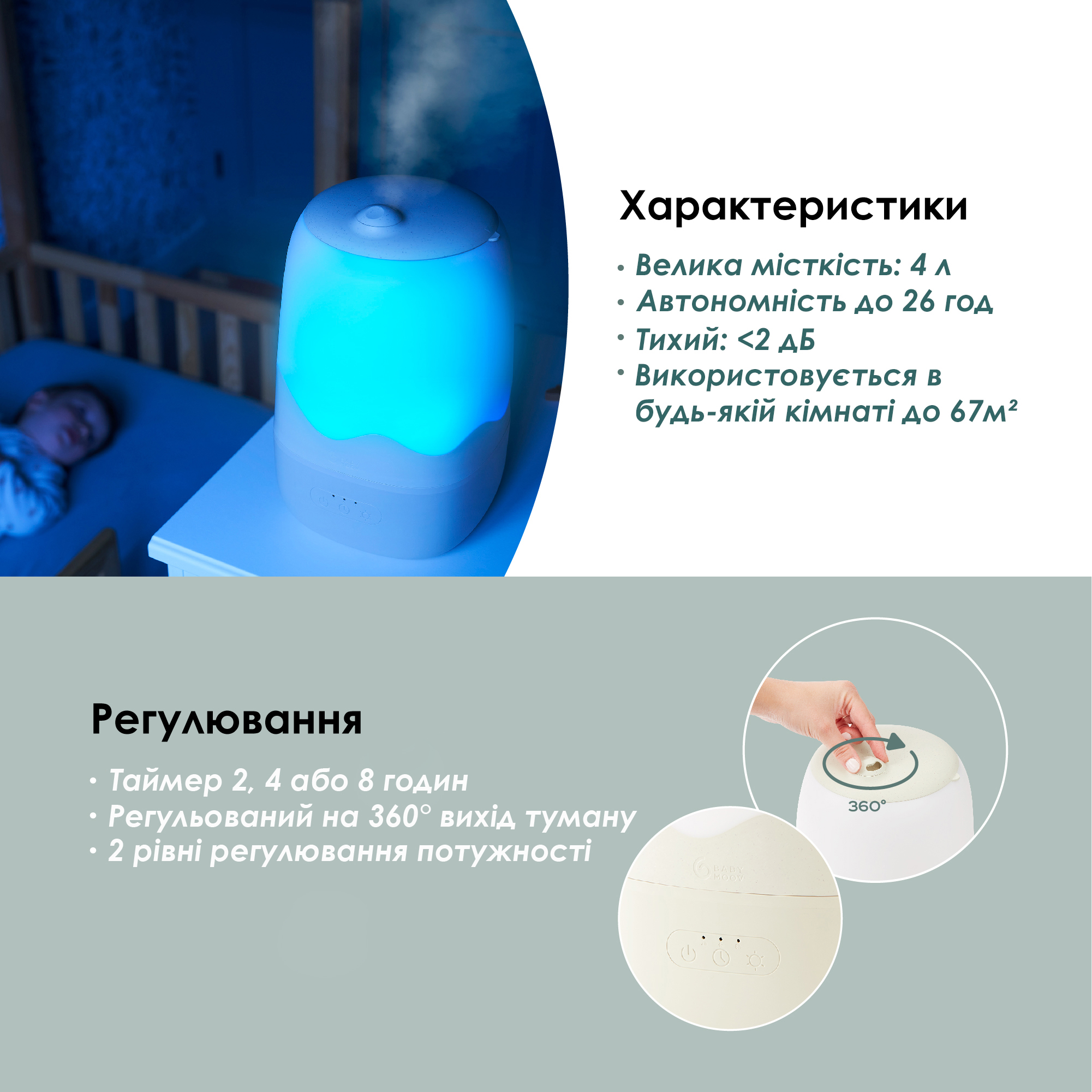 Увлажнитель воздуха Babymoov Humidifier Wave. Характеристики