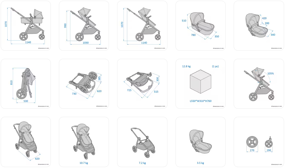 Розміри коляски Maxi-Cosi Zelia³