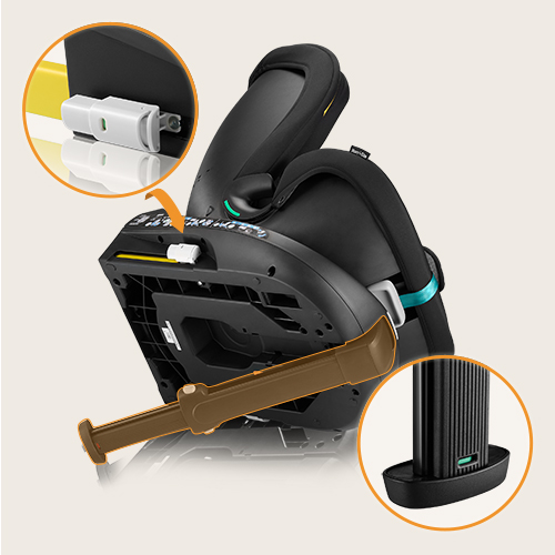 Lionelo Navy i-Size Black Turquoise — ISOFIX + стабилизирующая ножка